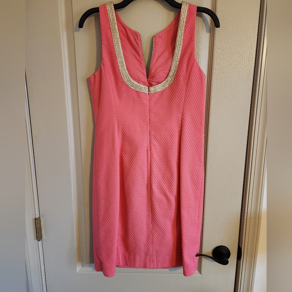 Lilly Pulitzer Pink Midi Dress with Gold Accents Beautiful for Easter - Picture 4 of 9